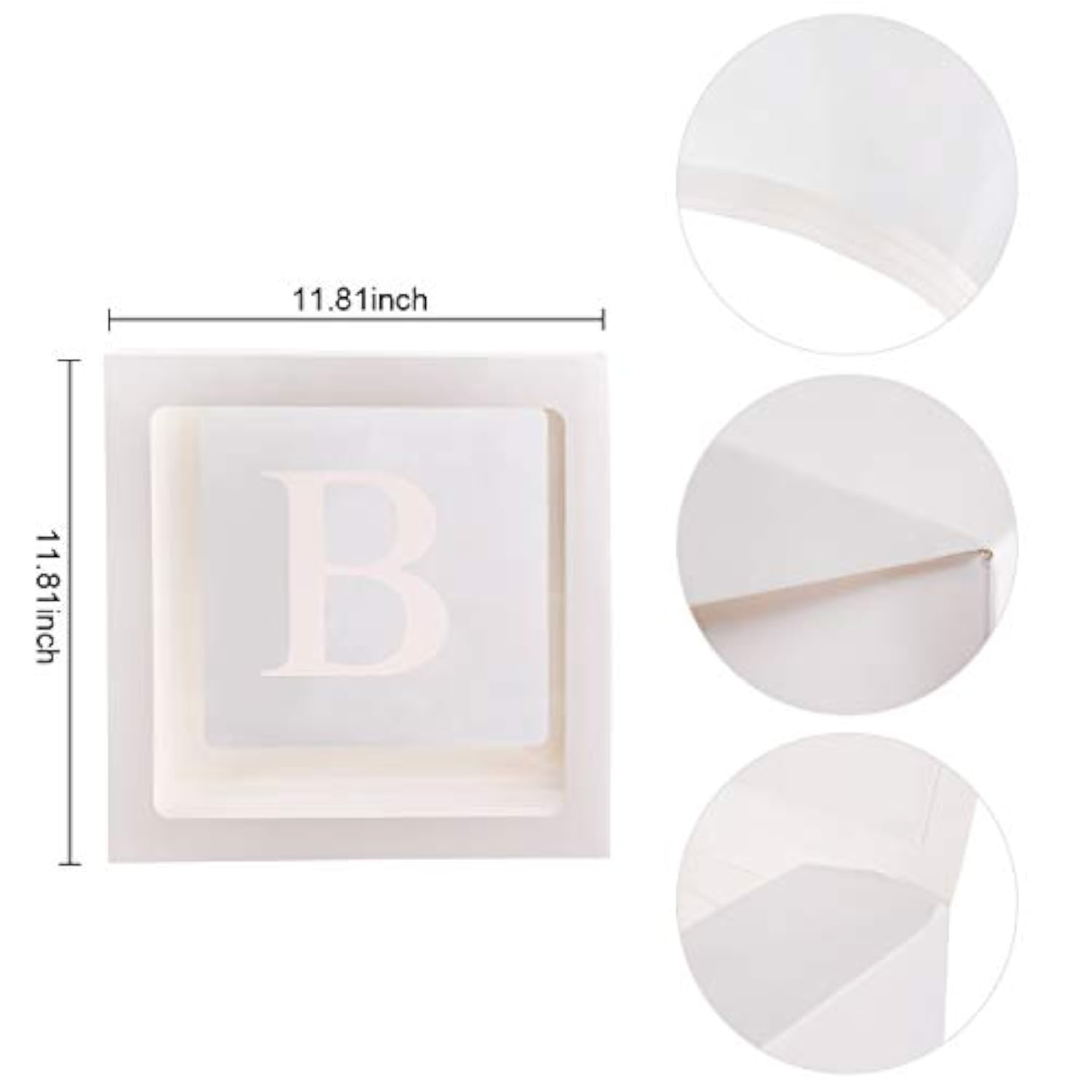 Baby Shower Boxes Party Decorations – 4 Pcs Transparent Balloons Boxes Décor With Letters Baby Blocks Design For Baby Shower Gender Reveal Backdrop