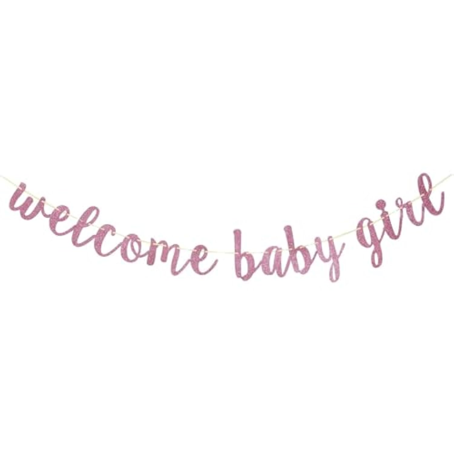 Welcome Baby Shower Party Banner,Boy And Girl Glitter Paper Sign For Baby Shower Decoration,Party Supplies Backdrop (Rose Gold)