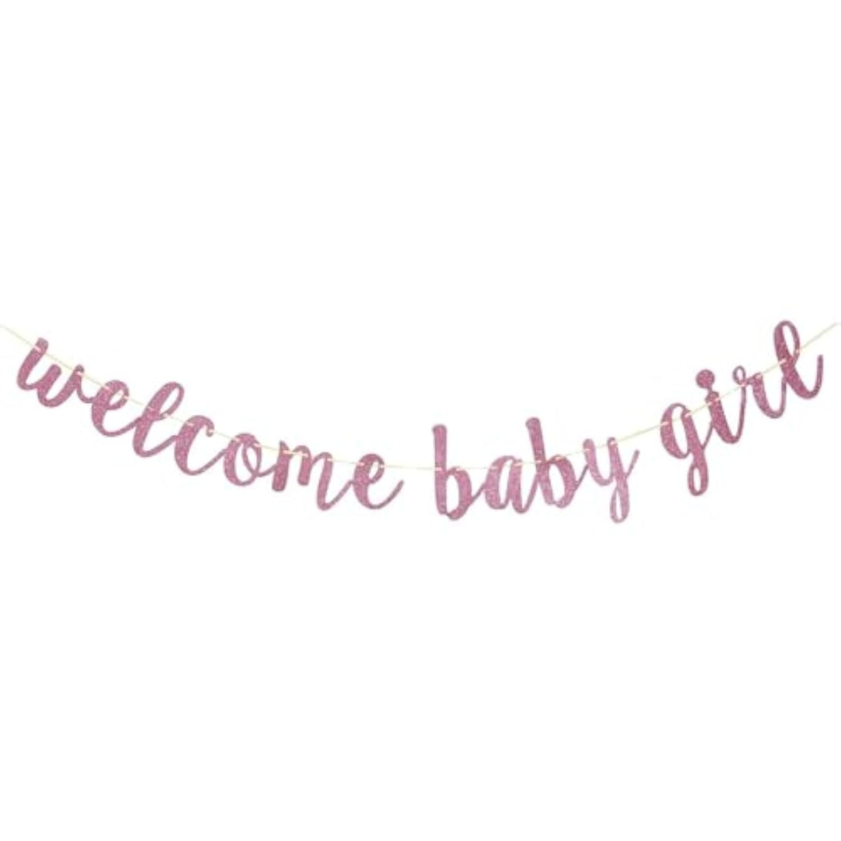 Welcome Baby Shower Party Banner,Boy And Girl Glitter Paper Sign For Baby Shower Decoration,Party Supplies Backdrop (Rose Gold)