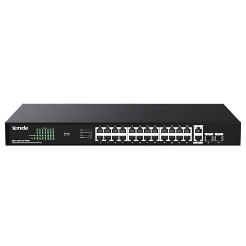 28 Port Gigabit Poe Switch, Network Switch With 24 Port Poe+@410W, 2*Gigabit Uplink & 2*Sfp, Plug & Play, One-Key Vlan/Priority/Extend Mode, Desktop/Rackmount/Wallmount, Sturdy Metal (Teg1128P)