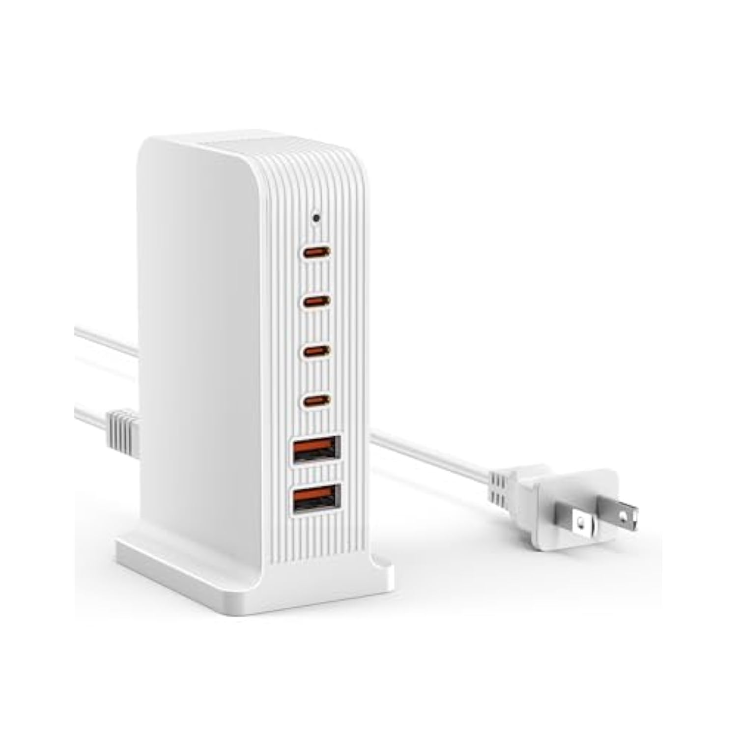 Usb C Charger -Usb Charging Station, Multiport Usb Charging Station, 6 Port Usb Hub Charger Tower For Iphone 15/14/13/12, Ipad, Samsung Galaxy, Google Pixel,Htc, And Multiple Devices (White)