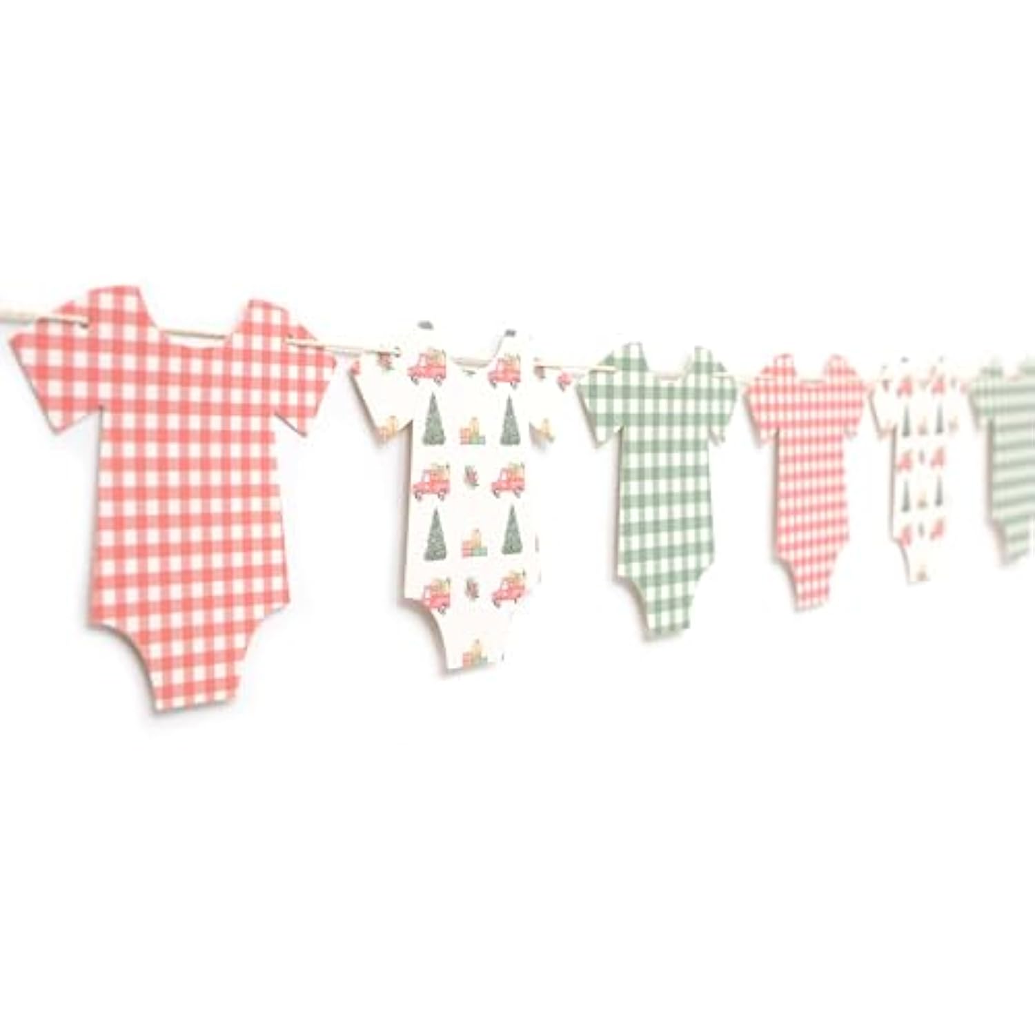 Christmas Tree Bodysuit Baby Shower Banner Red & Green Gingham