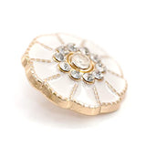 20 Pcs Flower Shape White Enamel Petals With Rhinestones Metal Sewing