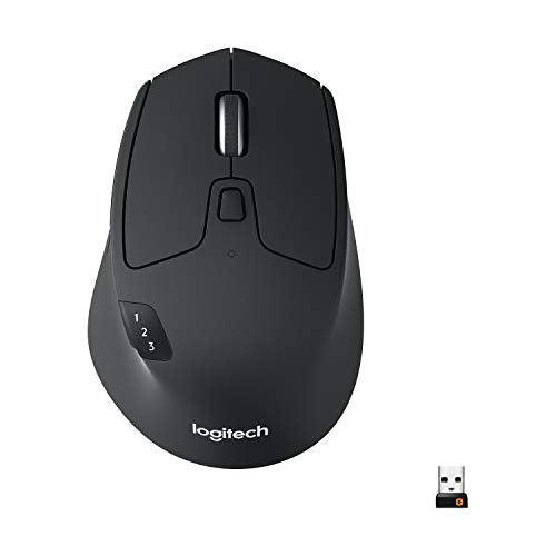 M720 Triathlon Multi-Device Wireless Mouse, Bluetooth, Usb Unifying Receiver, 1000 Dpi, 6 Programmable Buttons, 2-Year Battery, Compatible With Laptop, Pc, Mac, Ipados - Black