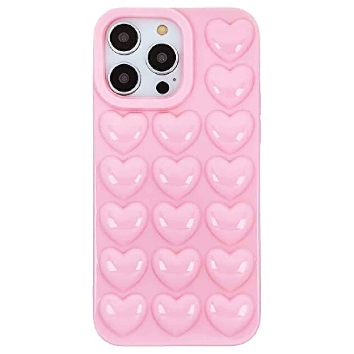 Cute Girly 3D Pop Bubble Heart Gel Case for iPhone 15 Plus/iPhone 14 Plus 6.7 inch - Pink