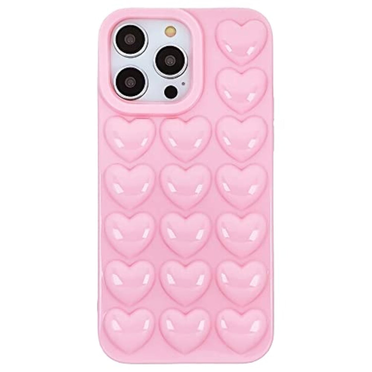 Cute Girly 3D Pop Bubble Heart Gel Case for iPhone 15 Plus/iPhone 14 Plus 6.7 inch - Pink