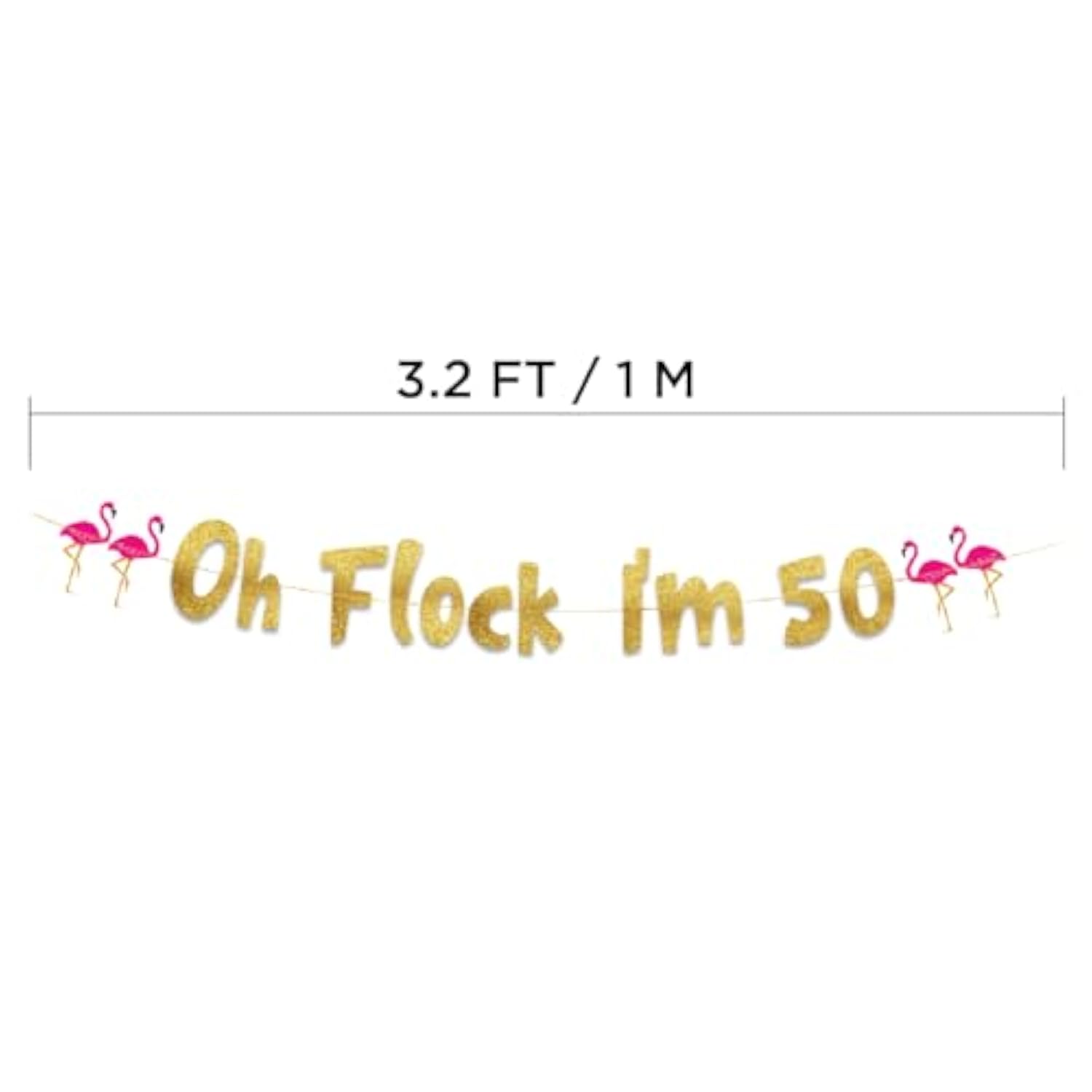 Oh Flock I'M 50 Gold Glitter Banner - Happy 50Th Birthday Party Decorations, Gifts, Supplies And Favors