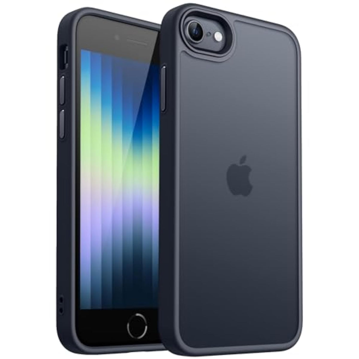 Frosted Black Matte Phone Case for iPhone SE 3/2, iPhone 8/7, 4.7-Inch - Military Drop Certified Translucent Back Cover, Anti-Fingerprint