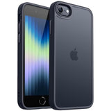 Frosted Black Matte Phone Case for iPhone SE 3/2, iPhone 8/7, 4.7-Inch - Military Drop Certified Translucent Back Cover, Anti-Fingerprint