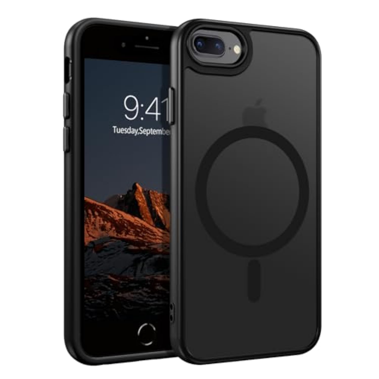 For Iphone 8 Plus Case, Iphone 7 Plus Case Magnetic[Compatible With Magsafe], Translucent Matte Back Protective Cover Anti-Scratch Shockproof Phone Case For Iphone 7 Plus/8 Plus, Black