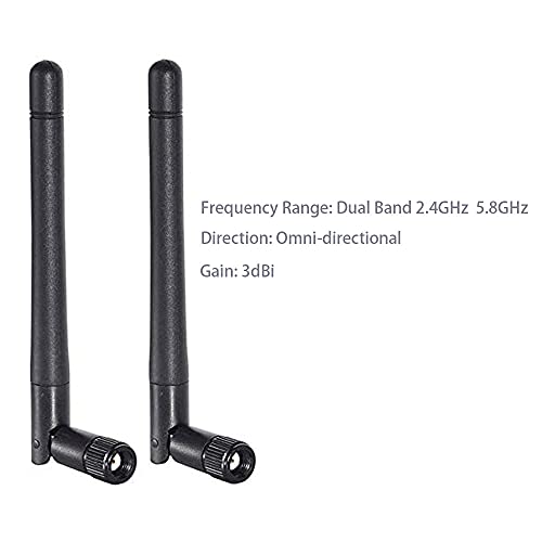 Dual Band Wifi 2.4Ghz 5Ghz 5.8Ghz 3Dbi Mimo Rp-Sma Male Antenna For Wifi Router Signal Booster Repeater Wireless Network Card Usb Adapter Security Ip Camera Video Surveillance Monitor - 2Pack