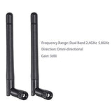 Dual Band Wifi 2.4Ghz 5Ghz 5.8Ghz 3Dbi Mimo Rp-Sma Male Antenna For Wifi Router Signal Booster Repeater Wireless Network Card Usb Adapter Security Ip Camera Video Surveillance Monitor - 2Pack