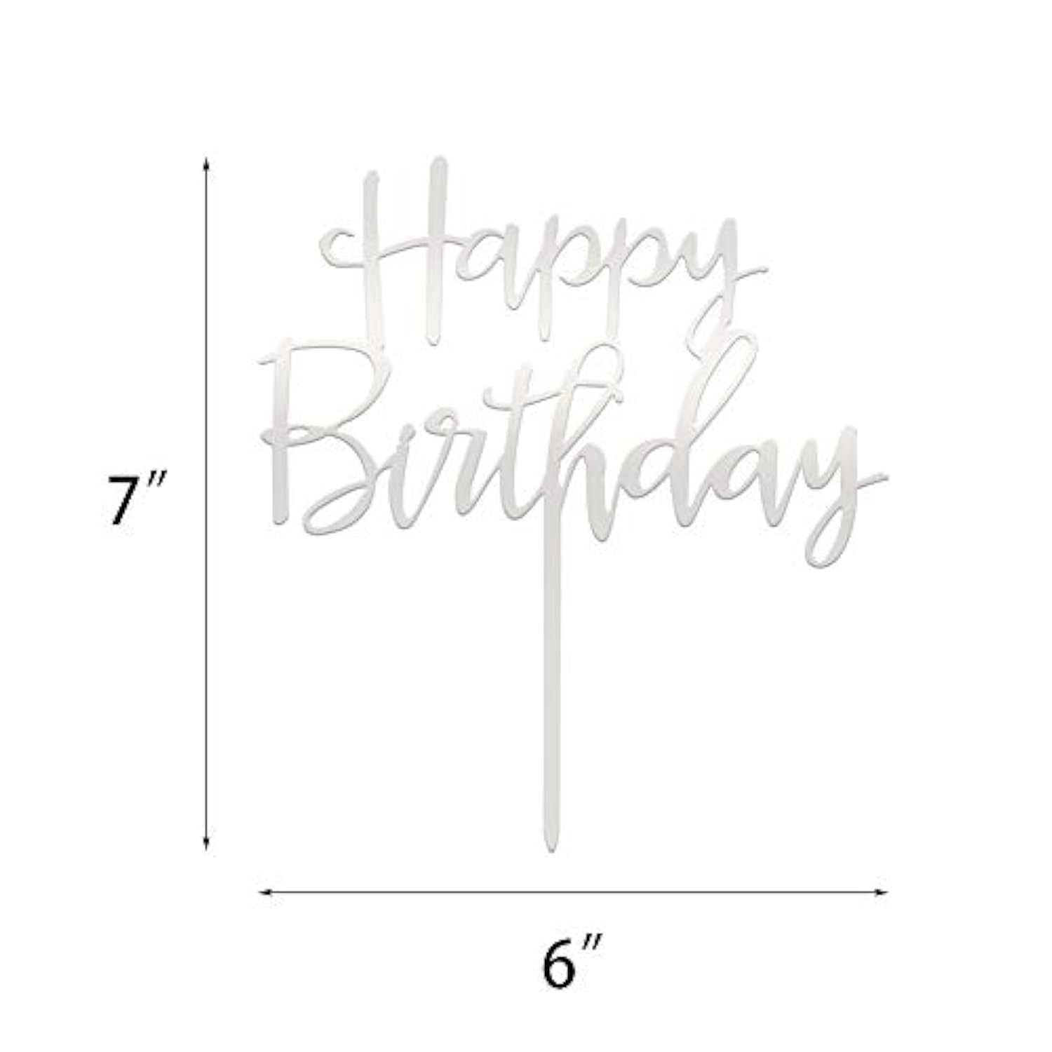Happy Birthday Cake Topper, Mirrored Silver Acrylic Versatile Cake Topper For Birthday Party Decoration Ideas, Perfect Keepsake For Your Family And Friends
