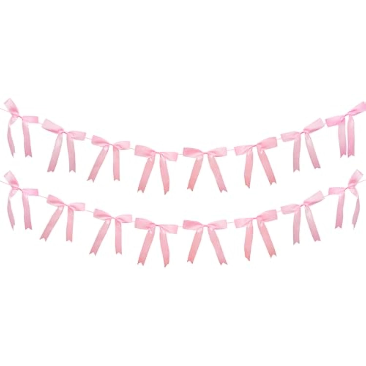 2Pcs Pink Bow Garland Banner, Satin Ribbon Decorations For Coquette Theme Birthday And Bridal Shower Party Decor (Bow)