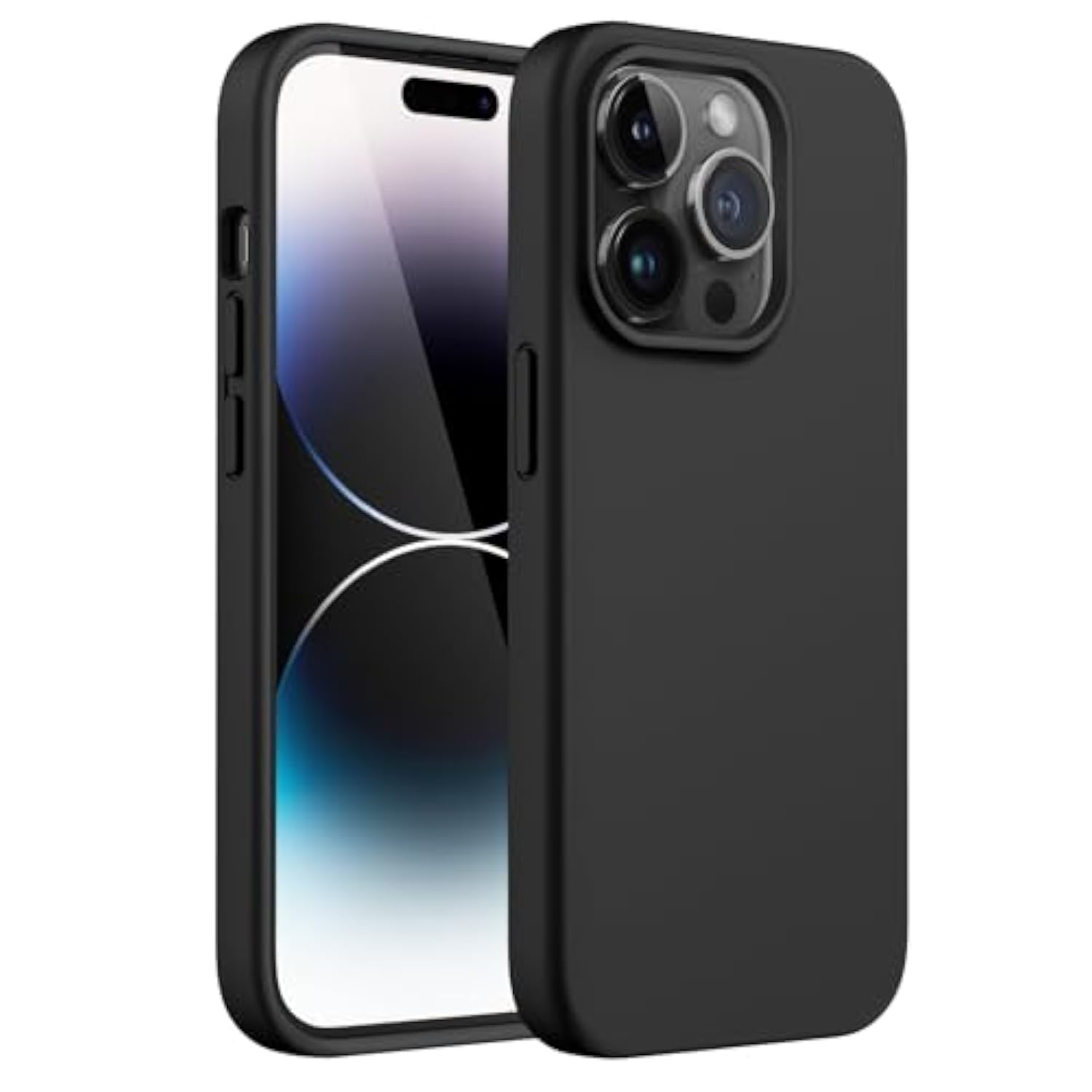 JETech Silicone Case for iPhone 14 Pro 6.1-Inch, Silky-Soft Touch Full-Body Protective Phone Case, Shockproof Cover with Microfiber Lining (Black)