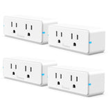Dual Smart Plug 4 Pack, 15A Wifi Bluetooth Outlet, Work With Alexa And Google Assistant, 2-In-1 Compact Design, Home App Control Remotely With No Hub Required, Timer, Fcc And Etl Certified