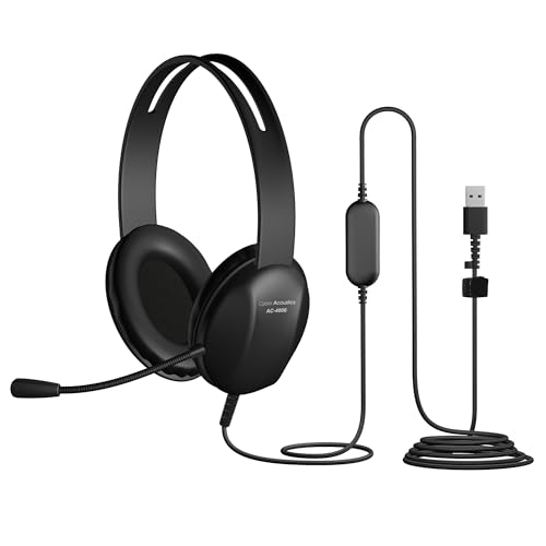 AC-4006 USB-A Stereo Headset with Microphone for PC, School & Work Durable Wired Computer Headset with Clear Audio, Made with 60% Recycled Plastic
