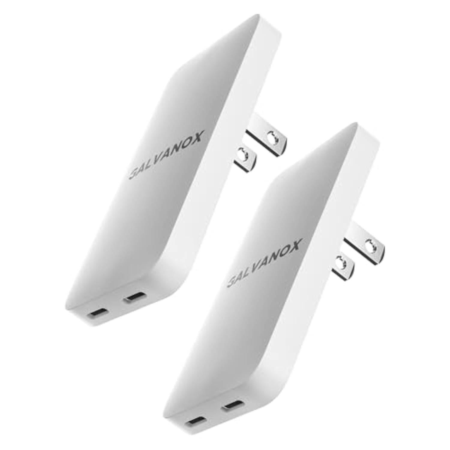 Flat Usb-C Wall Chargers (2 Pack) Ultra Thin Type-C Dual Port Outlet Plug (20W Fast-Charging) Compatible With All Iphone And Samsung Galaxy Phone Models, Folding Prongs (2 Count)