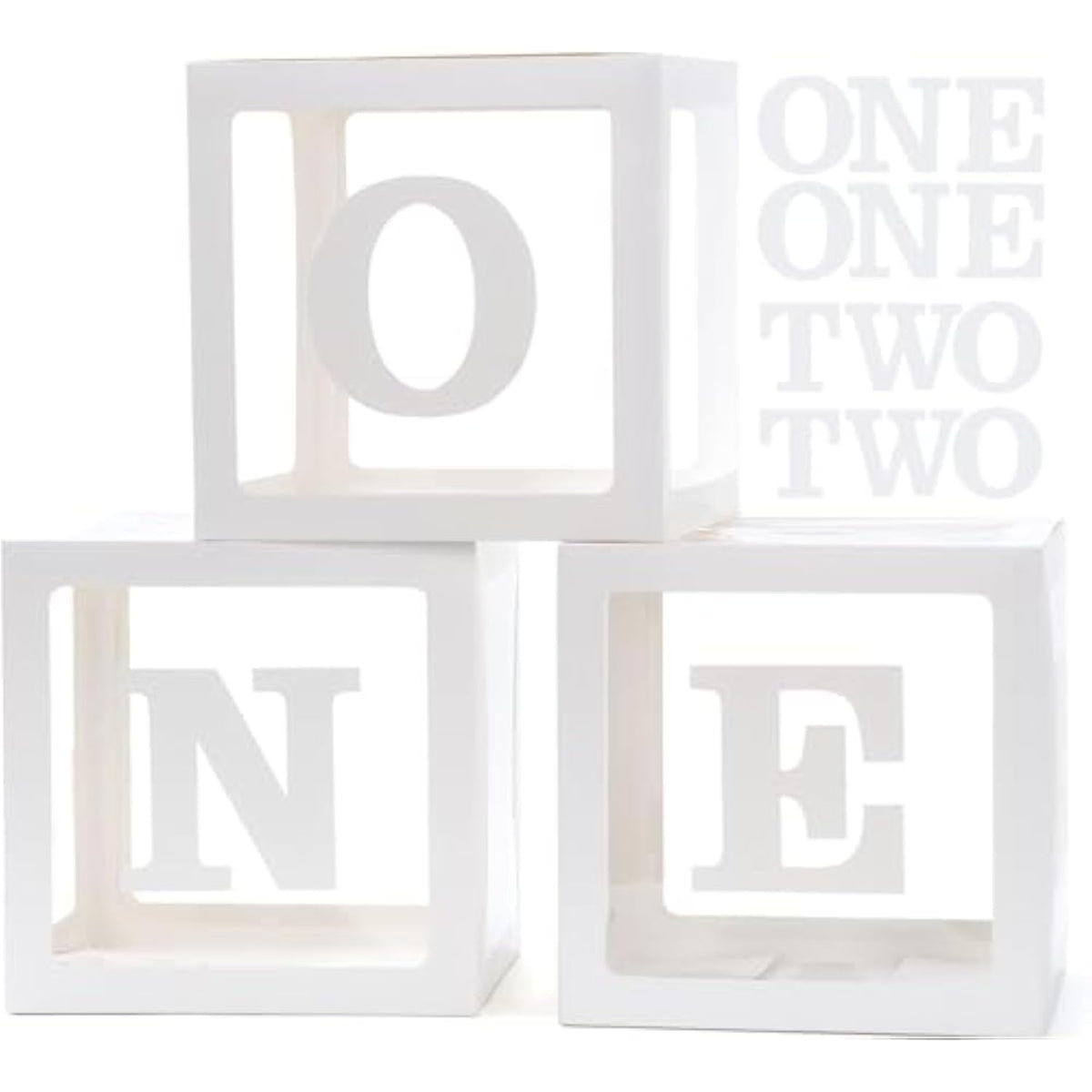1St Birthday Decorations For Boys - 3Pcs Boxes With Letters For Photoshoot Props (White)