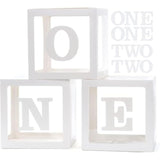 1St Birthday Decorations For Boys - 3Pcs Boxes With Letters For Photoshoot Props (White)