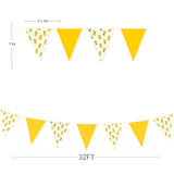 32Ft Yellow White Pineapple Pennant Banner Fabric Triangle Flag Buntin