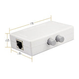 Rj45 Splitter Selector Switch, 2 Ports Network Switch Splitter Selector Hub 2-In 1-Out Or 1-In 2-Out 100M T 2-Way Rj45 Ethernet Network Push Button Metal Mini Switch Box