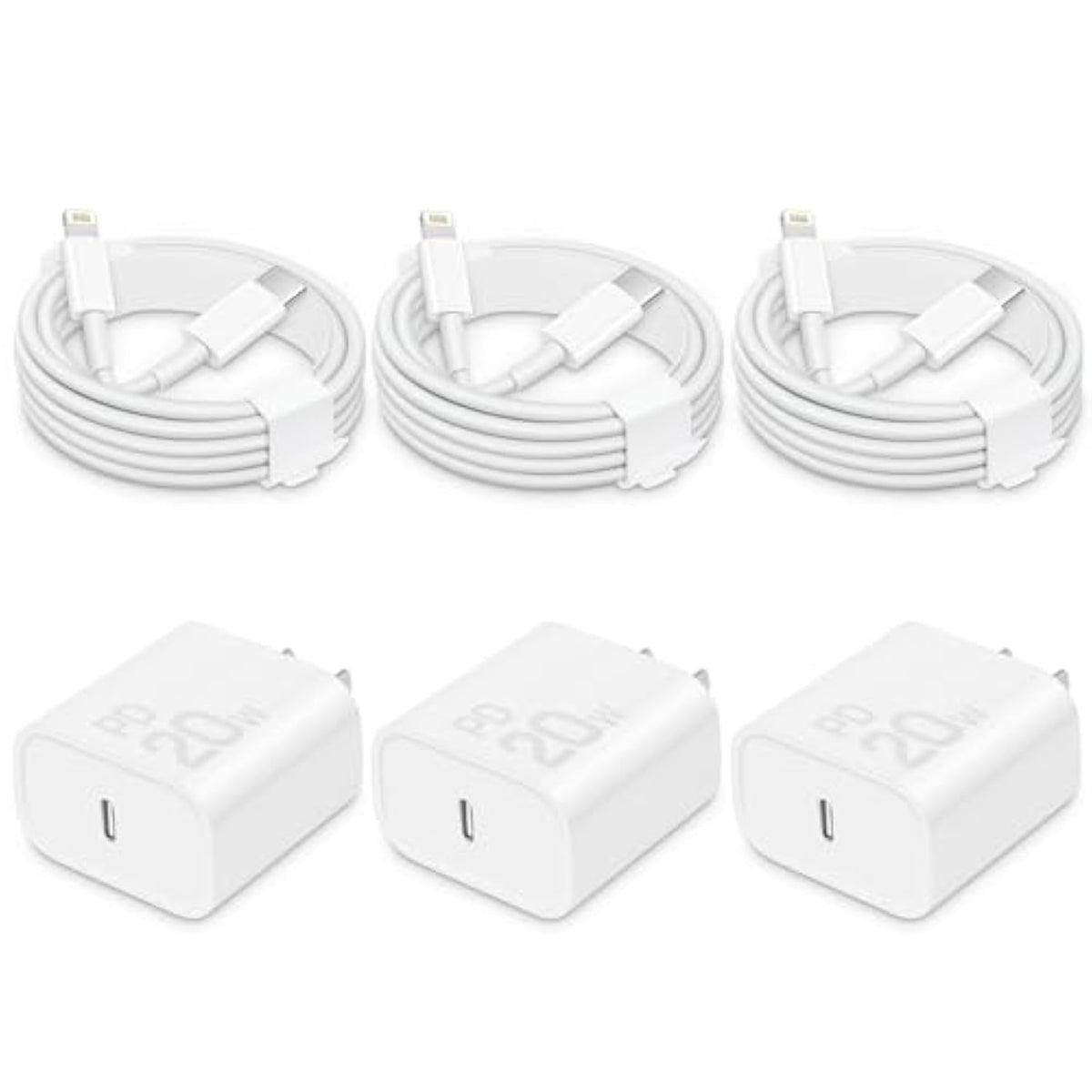 I Phone Charger Fast Charging-20W Usb-C Block With 6 Ft Cord [Mfi Certified] Compatible With I Phone 14/13/12/11/X Series, I Pad & More [3 Pack]