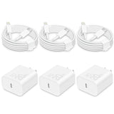 I Phone Charger Fast Charging-20W Usb-C Block With 6 Ft Cord [Mfi Certified] Compatible With I Phone 14/13/12/11/X Series, I Pad & More [3 Pack]