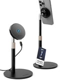 Magnetic Fast-Charging Desk Phone Stand (Adjustable Height) Compatible with MagSafe, Tall Wireless Charger, Heavy Metal Base (15W) Desktop iPhone
