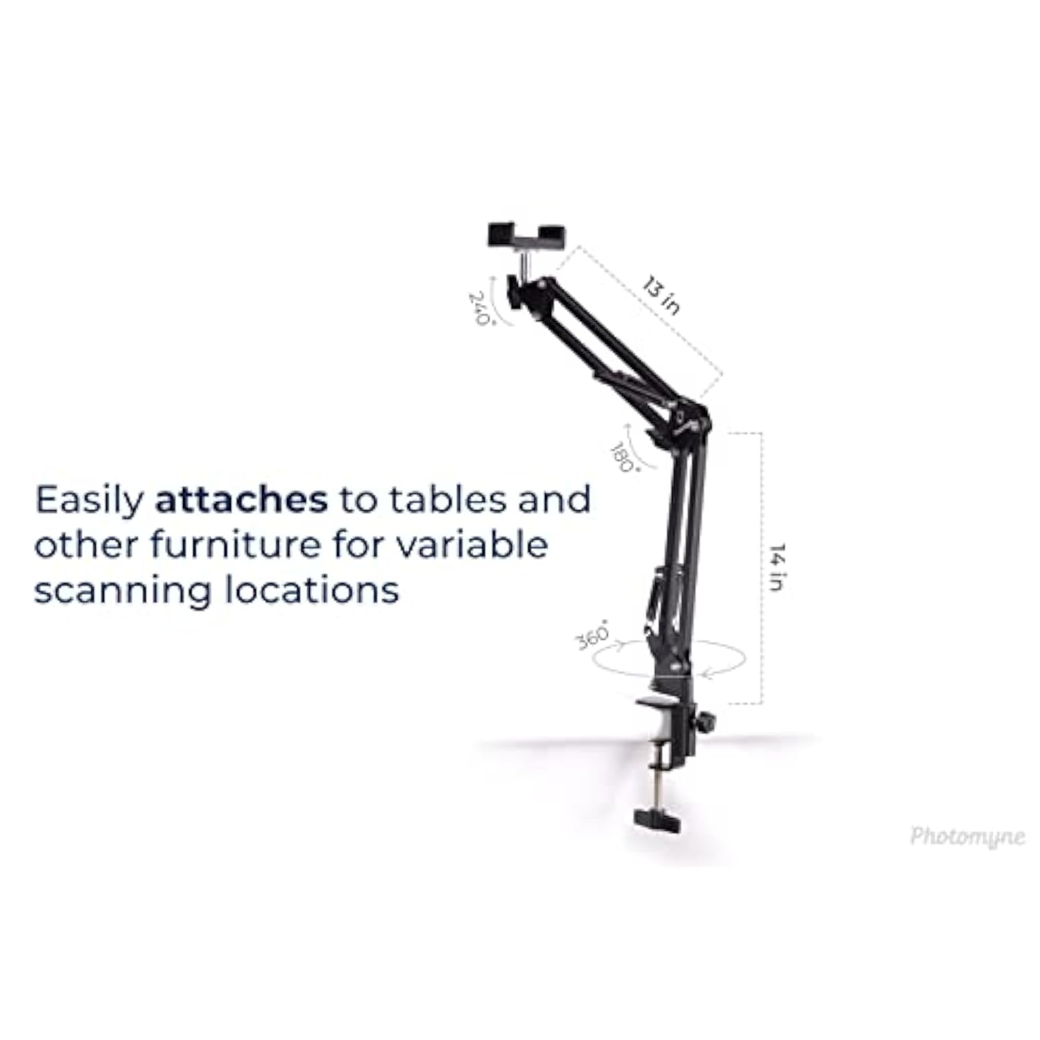 Sturdy Flexible Phone Holder with Clamp for Desk, Office, Kitchen - Black