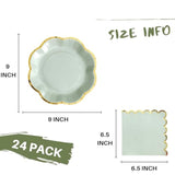 Sage Green Paper Plates & Napkins - 24 Pk for Garden, Tea, Baby Shower, Wedding