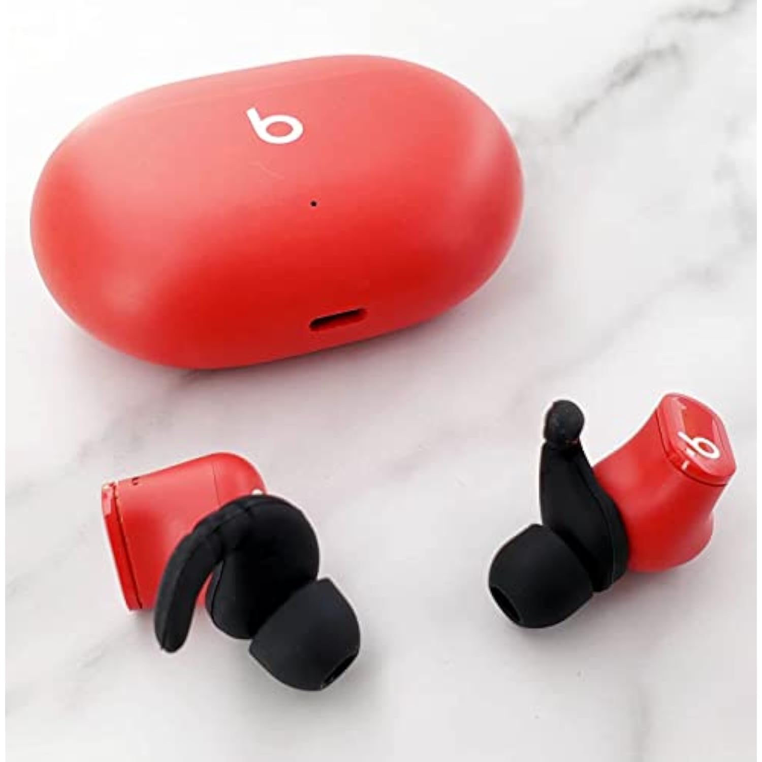 4 Pairs Ear Hooks Compatible With Beats Studio Buds Ear Tips Earbuds, Anti-Slip Anti-Drop Sport Outdoor Earhooks Wing Holder Silicone Rubber Accessories For Beat Studio Buds - Black