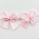 60Pcs Mini Satin Ribbon Bows Flowers 1"X3/4" Appliques Diy Craft Pink