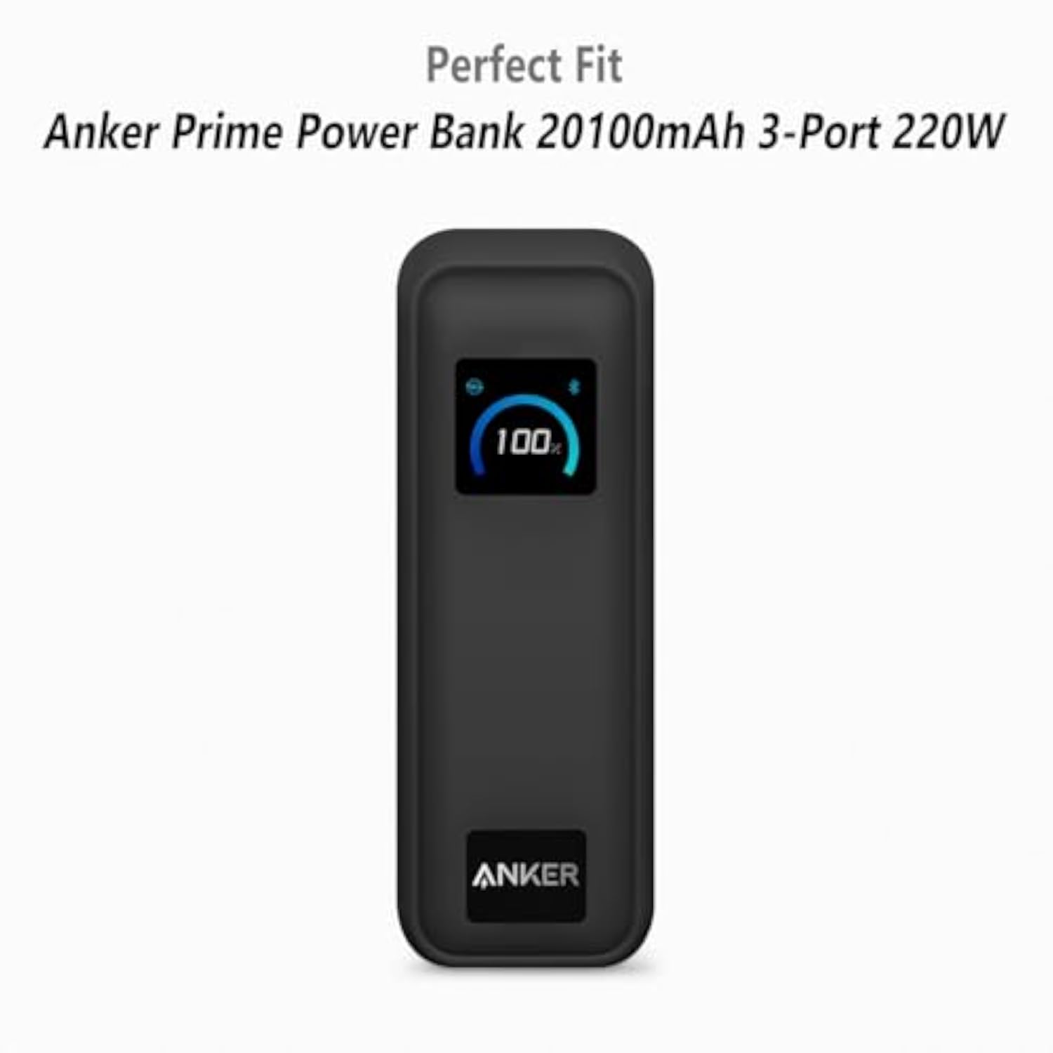 Flexible Scratch Resistant Silicone Case for Anker Prime Power Bank 20100mAh 220W Charger with Lanyard, Black