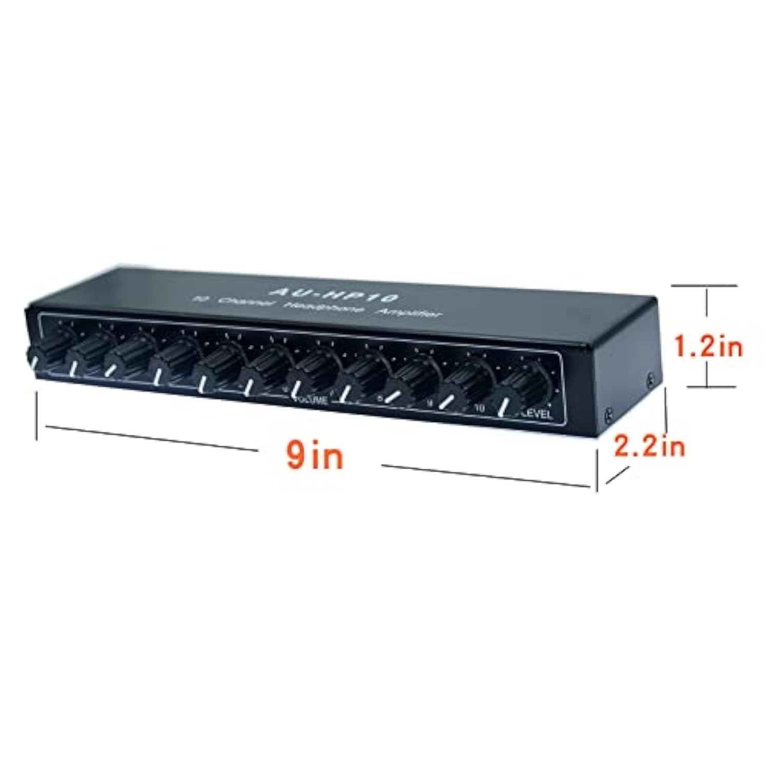 Aux Mini Jack Trs 3.5 Mm Input 1 In 10 Out Channel Headphone Amplifier Stereo Audio Amp With 12V 1A Power Adapter Distributor Headphone Splitter For Studio And Stage Black
