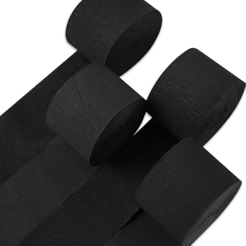 Black Crepe Paper Streamers 4 Rolls 328 Ft Pack Of Black Crepe Paper For Graduation Halloween New Year Anniversary Birthday Party Decorations (1.8 Inch X 82 Ft/Roll), Black-19