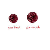 10pcs Burgundy Paper Pom Poms 8'' 10'' Tissue Paper Flowers Party Flowers