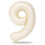 40 Inch Balloon Number 9 Beige, Large Cream Foil Number Balloons Set 0-9, Nude Neutral Digital 9 Helium Balloons For Girls Boys Men Women 9Th Birthday Anniversary Graduation Christmas Party Decoration