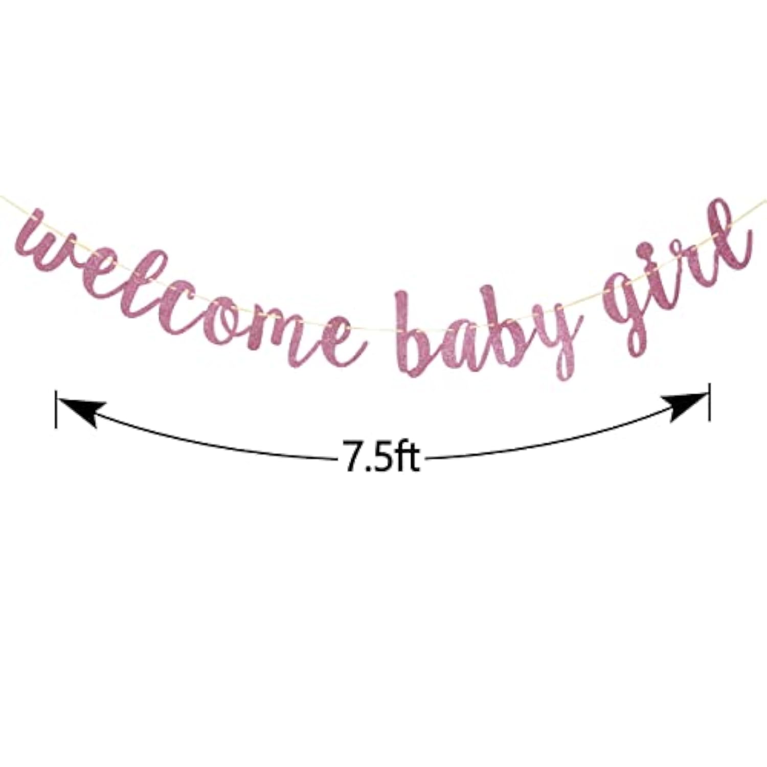 Welcome Baby Shower Party Banner,Boy And Girl Glitter Paper Sign For Baby Shower Decoration,Party Supplies Backdrop (Rose Gold)
