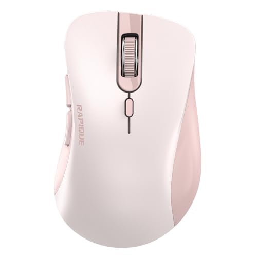 Bluetooth Wireless Mouse - Dual Bluetooth & 2.4 Ghz Usb Receiver, Ergonomic Design, Quiet Clicks, Low Power - Multi-Device Compatibility For Macbook, Laptop, Computer, Ipad Air/Pro (Pink)
