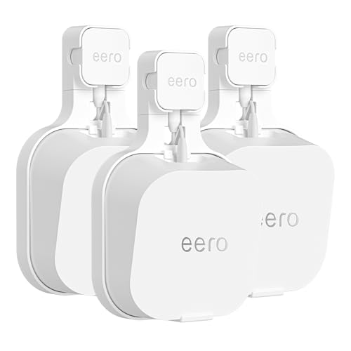 Wall Mount Bracket For Eero 7, Space-Saving Outlet Wall Mount For Eero 7 Router, Cable Management, Fits Vertical/Horizontal Outlets | White (3 Pack)