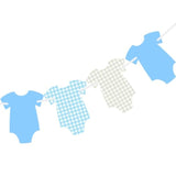 Pre-Strung Blue Gingham Bodysuit Baby Shower Banner - Baby Boy Shower Decorations-