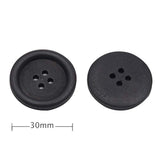 40 Pack Large Big Black Wooden Buttons 30Mm 4 Hole Wood Button