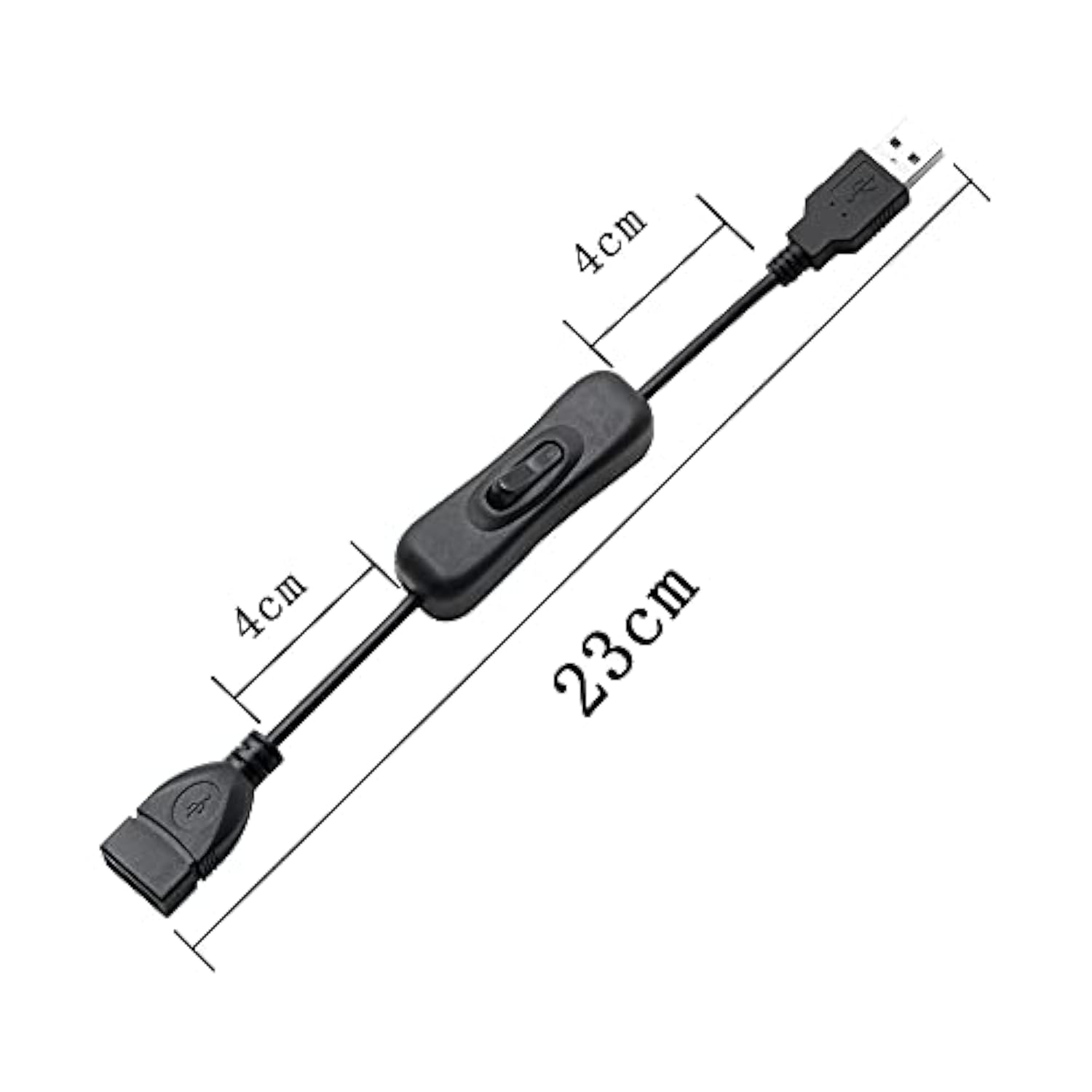 20Cm Male To Female Usb Cable With On/Off Switch, For Usb Fan, Led Desk Lamp A