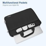 MOSISO 360 Protective Laptop Shoulder Bag Compatible with MacBook Air/Pro, 13-13.3 inch Notebook, Compatible with MacBook Pro 14 inch M4 M3 M2 M1,Matching Color Sleeve with Belt, Black