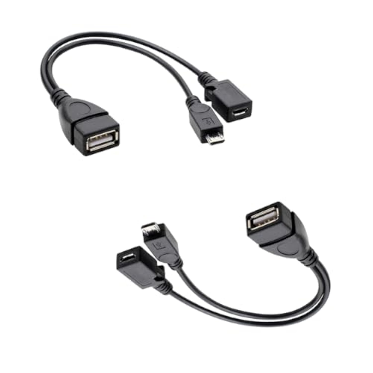 2-In-1 Micro Usb To Usb Adapter (Otg Cable + Power Cable)