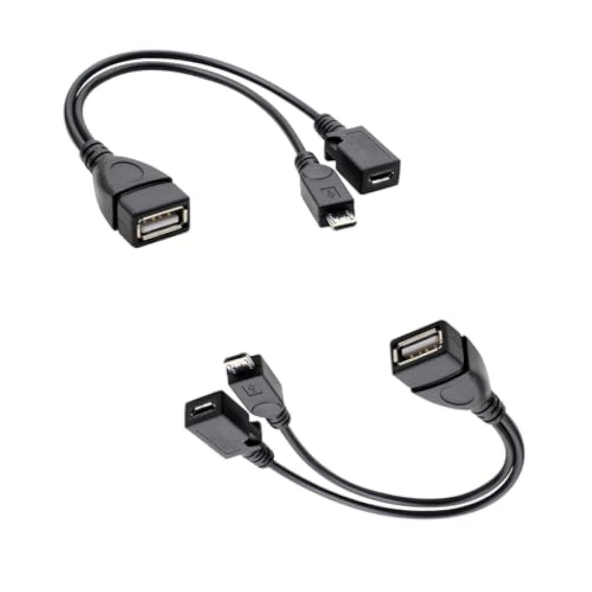 2-In-1 Micro Usb To Usb Adapter (Otg Cable + Power Cable)
