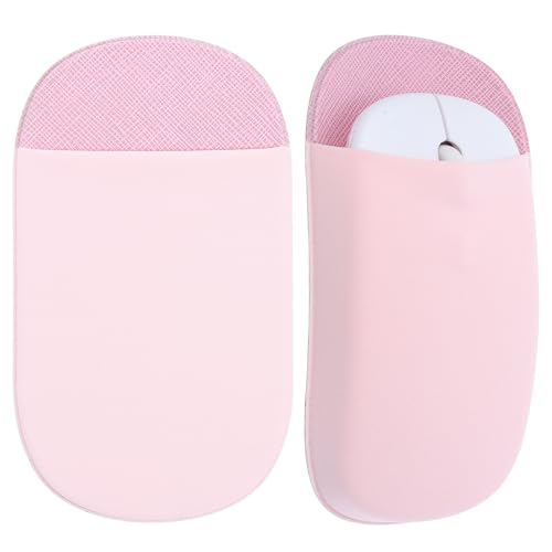 Slim Mouse Holder For Laptop, Universal Wireless Mouse Sleeve Pouch For Laptop Stick On, Pink Adhesive Computer Mouses Pocket Holder Case, No Glue Residue