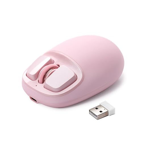 Yunzll C1 Silicone Wireless Mouse, Tri-Mode 2.4G/Usb-C/Bluetooth Mouse, 4800 Dpl Optical Tracking, 6 Adjustment Levels,Customize Mice For Laptop, Computer, Ipad, Macbook (Pink)