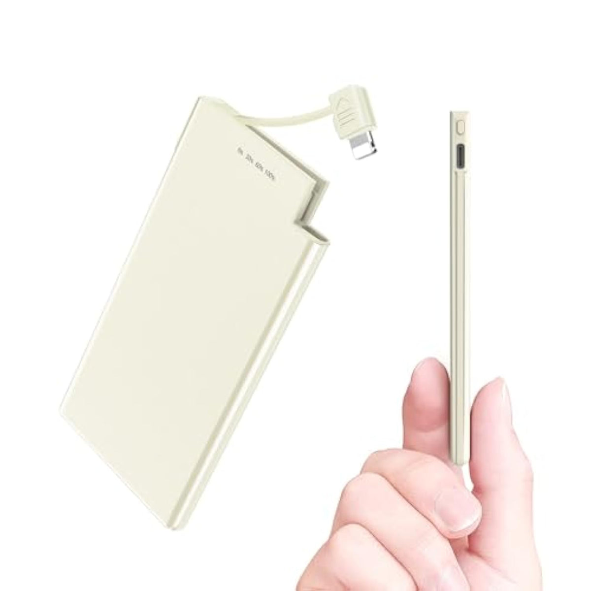 Thin Portable Charger For Phone With Built In Lightning Cable- 5000Mah Slim Travel Power Bank Compatible With Iphone 14/13/12/11/X/8/7/6/5 Series Thin Battery Pack (Not For Iphone 16 15 Series)